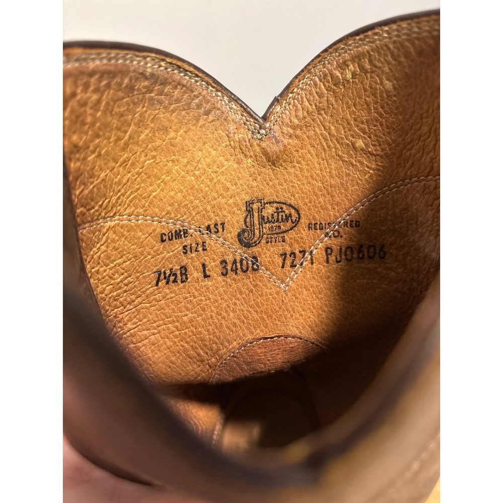 Vintage Justin Boots Womens Brown Leather Western Roper Boots 7.5 B L3408 - Picture 5 of 6